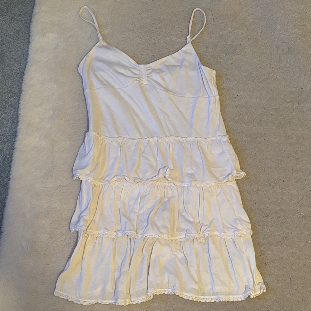 SO White Tiered Mini Dress
